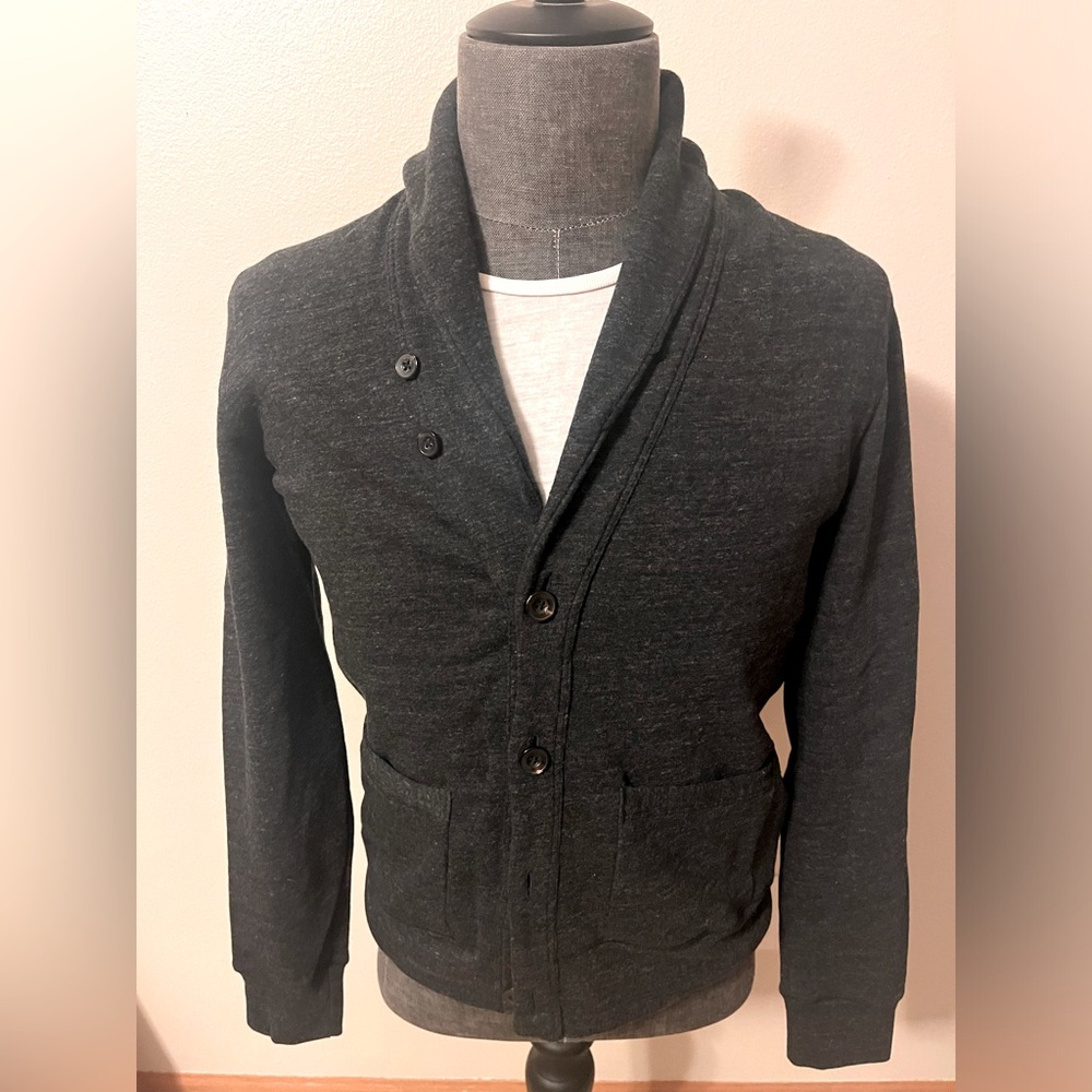 Polo shawl cotton jersey sweater..NWT..black gray